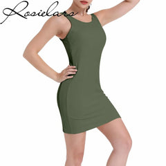 2023 Basic Women Tennis Skirt Yoga Sports White Dress Bodycon Beach Dresses Sexy Gym Sport Vest Cross Camisole Plus Size 2XL