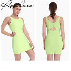 2023 Basic Women Tennis Skirt Yoga Sports White Dress Bodycon Beach Dresses Sexy Gym Sport Vest Cross Camisole Plus Size 2XL